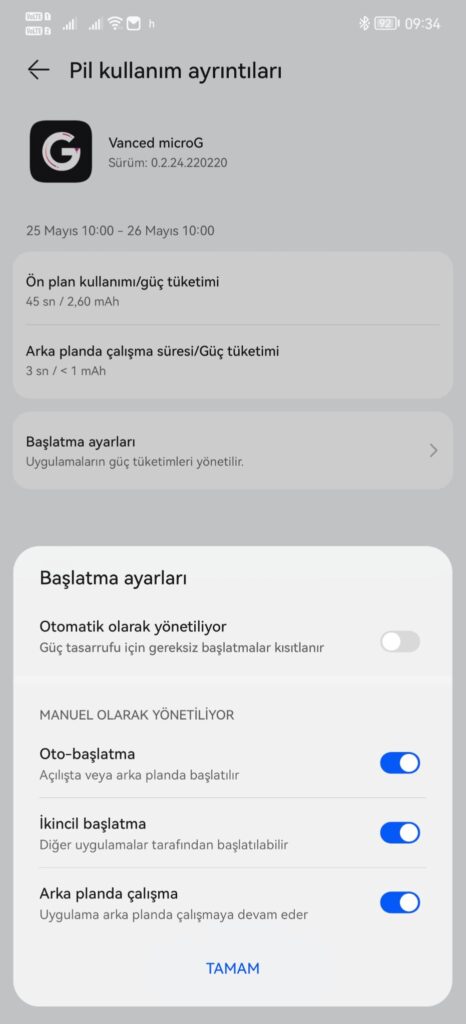 Vanced microG olması gereken ayar